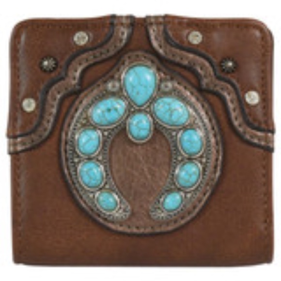 NWT Justin Turquoise Naja Concho Brown Wallet - Picture 2 of 7